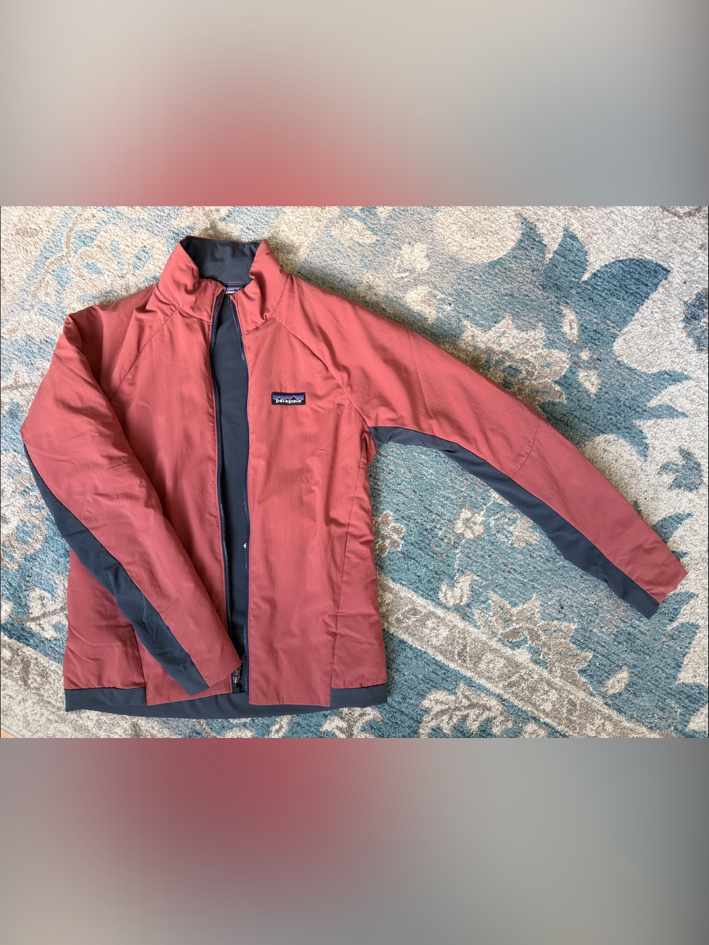 Patagonia Two-Tone Windbreaker Jacket - Rose Red with Slate Trim
